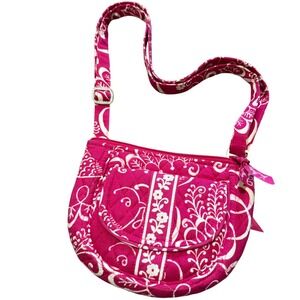 Vera Bradley Lizzy Pink and White‎ Floral Pattern Quilted Crossbody Bag Purse